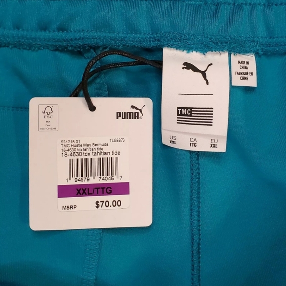 Puma x TMC Mens Size XXL Hustle Way Bermuda Shorts Nipsey Hussle Teal 531215-01 - Picture 7 of 12